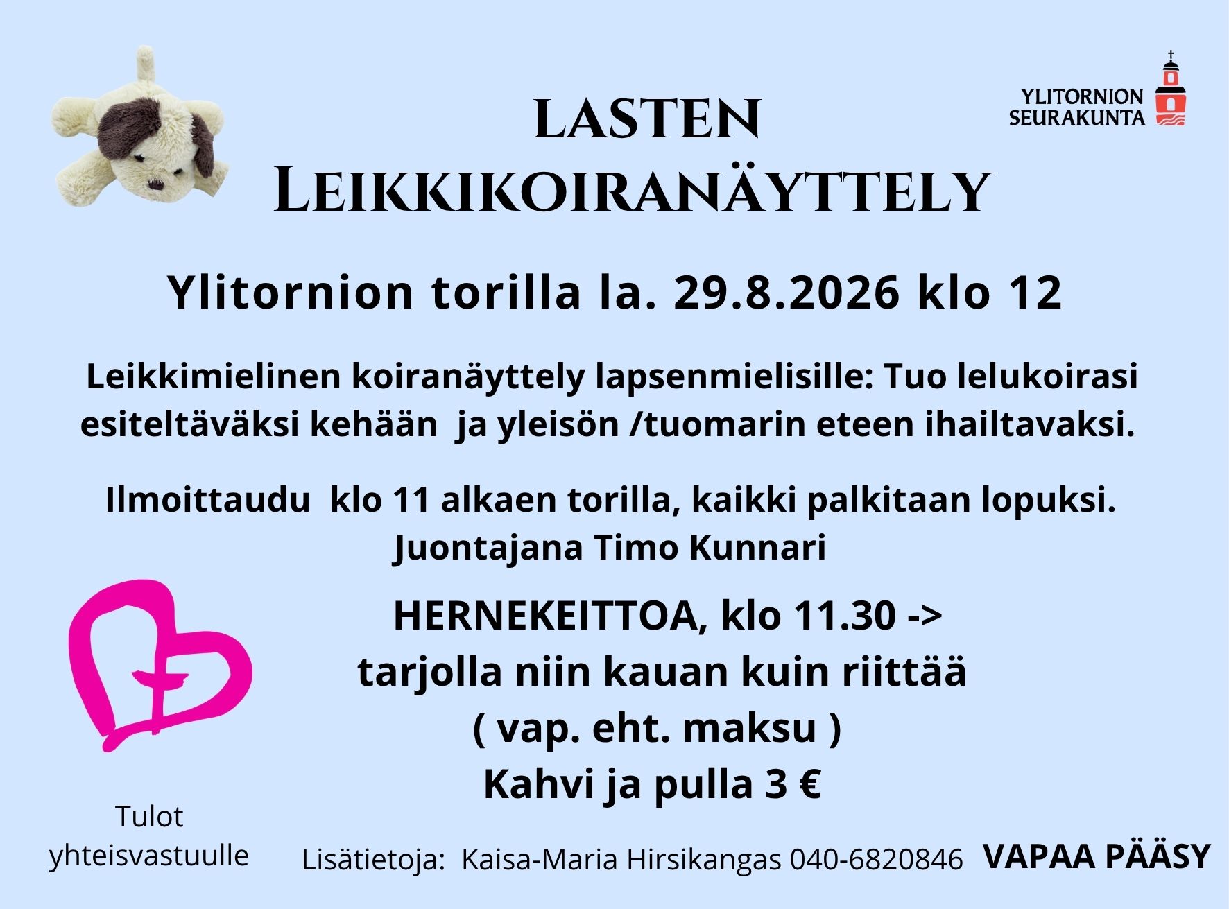 leikkikoiranäyttely torilla la. 29.8