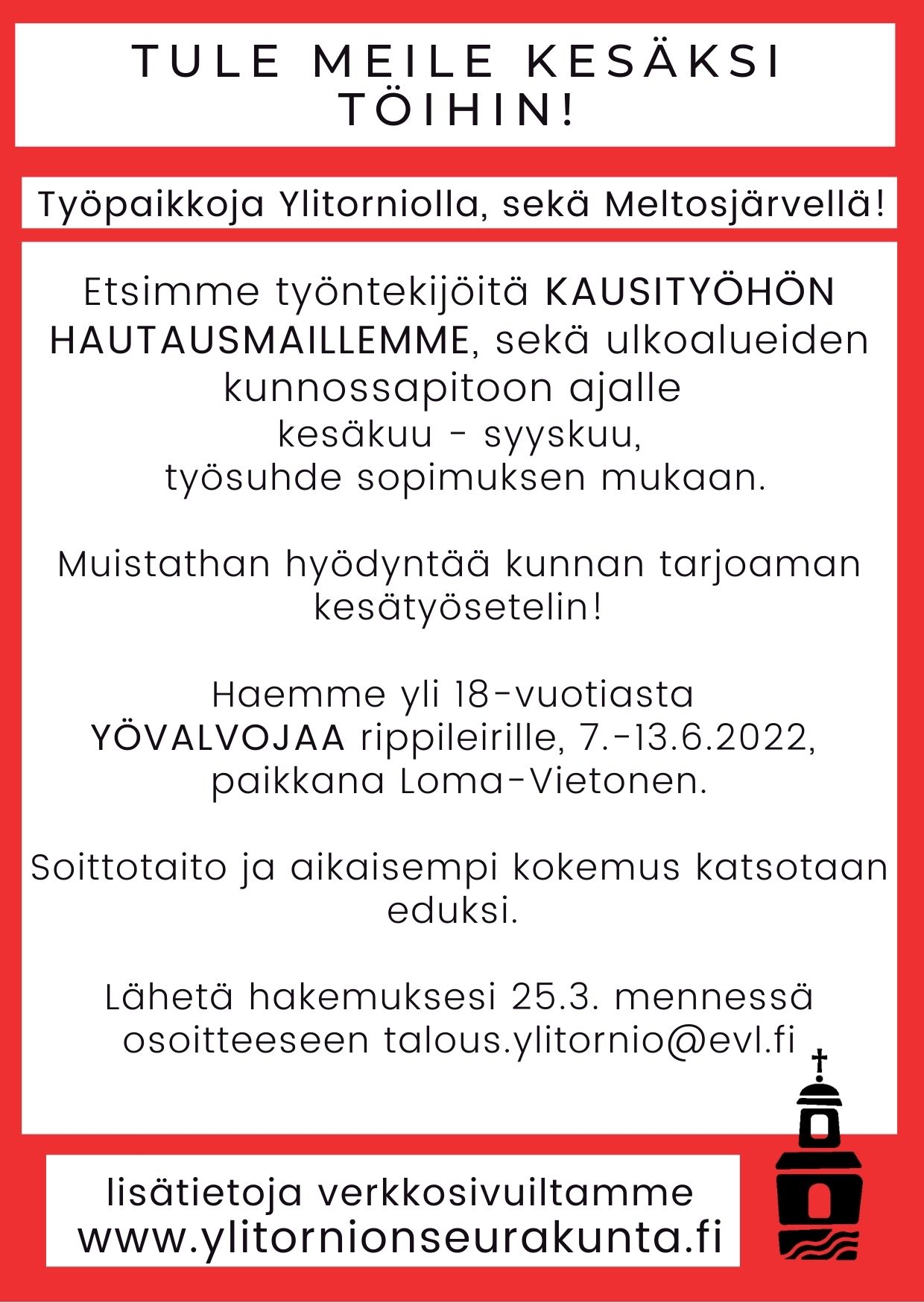 ilmoitus kesätyöstä